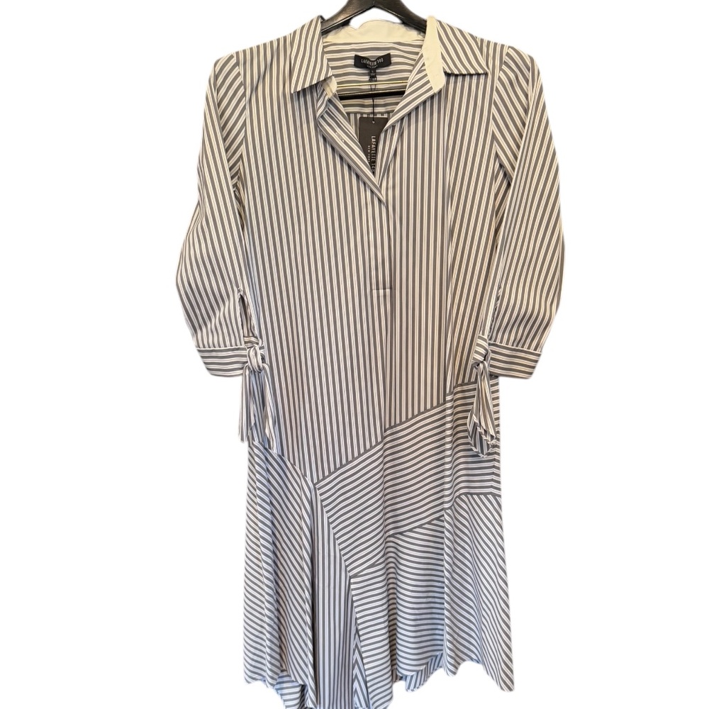 NWT Womens Lafayette 148 Organic Cotton Stripe Shirtdress
